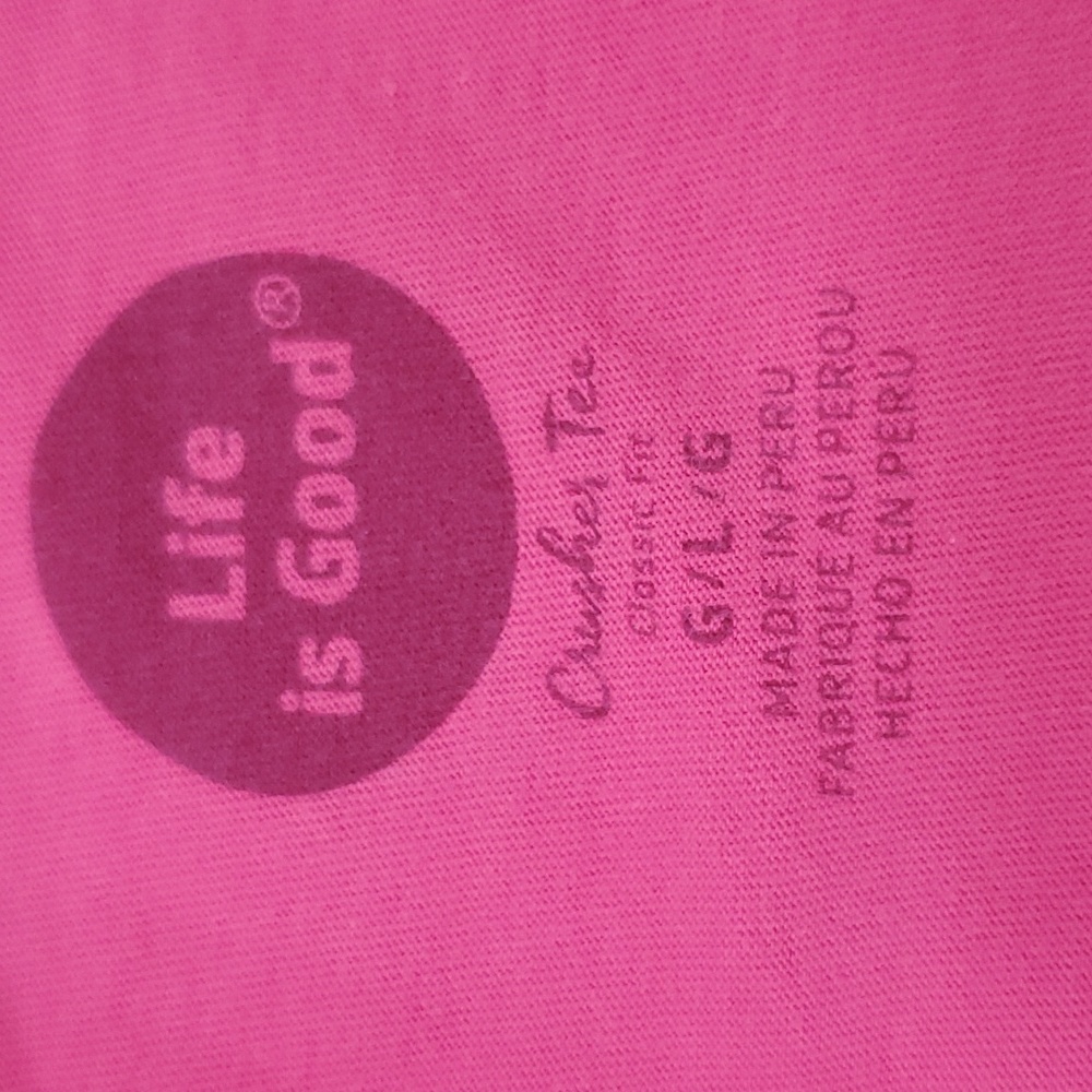 Life is Good long sleeve t-shirt women's large pink amingo dog outline graphic - Picture 15 of 15